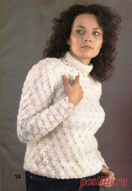 Теплый свитер крючком
