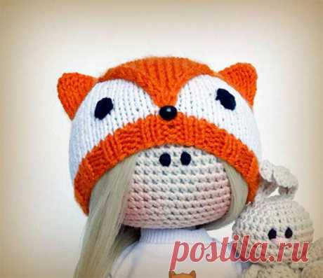 Бесплатный мастер-класс по вязанию Шапочка Лиса спицами. Автор описания - Юлия Горелова. 🧶Схемы вязания игрушек IRINELY.ART🧵