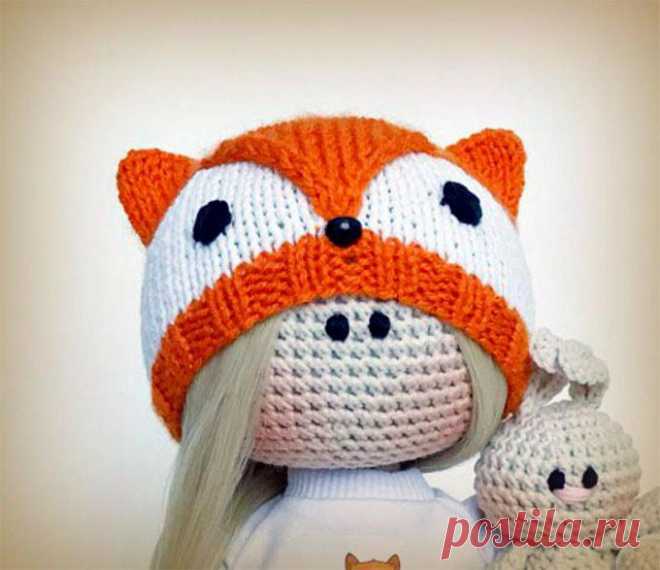 Бесплатный мастер-класс по вязанию Шапочка Лиса спицами. Автор описания - Юлия Горелова. 🧶Схемы вязания игрушек IRINELY.ART🧵