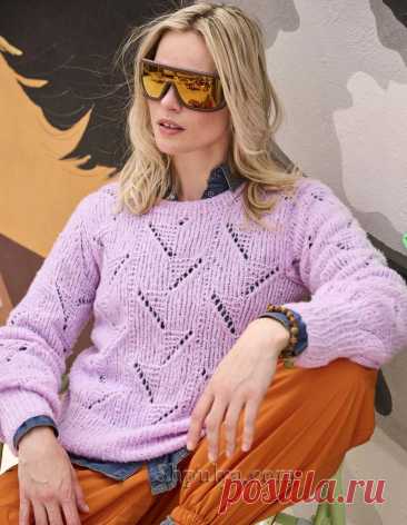 Пуловер с ажурно-структурным узором — Shpulya.com - схемы с описанием для вязания спицами и крючком