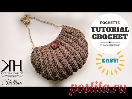 Tutorial uncinetto pochette "Shellina" - Maglia bassa in costa - Crochet bag ♥ Katy Handmade