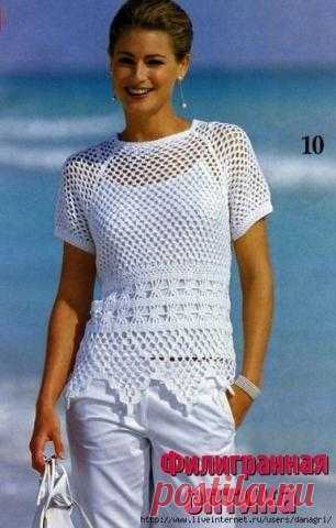 БЕЛЫЙ ПУЛОВЕР С БОРДЮРОМ