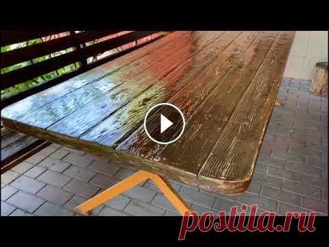 Реставрация стола. Сделать стол своими руками.  Браширование древесины. Состарить дерево. Реставрация столешницы. Эффект состарить дерево. Браширование древесины....
