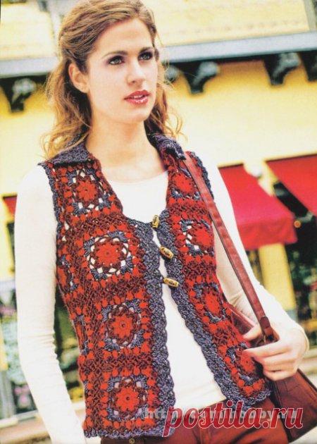 Жилет из квадратных мотивов