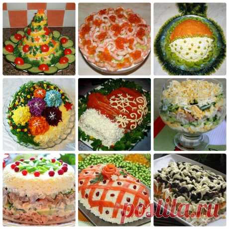 9 рецептов красивых и вкусных салатов к Новому году
