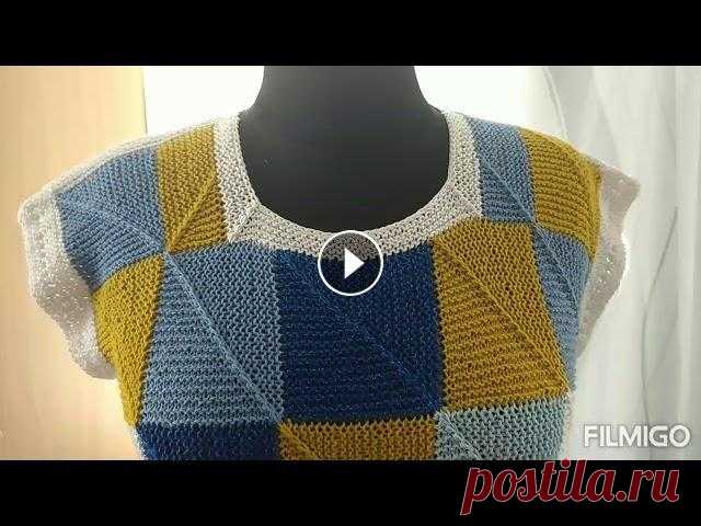 Летний топ - футболка спицами в технике печворк. Created by VideoShow:...