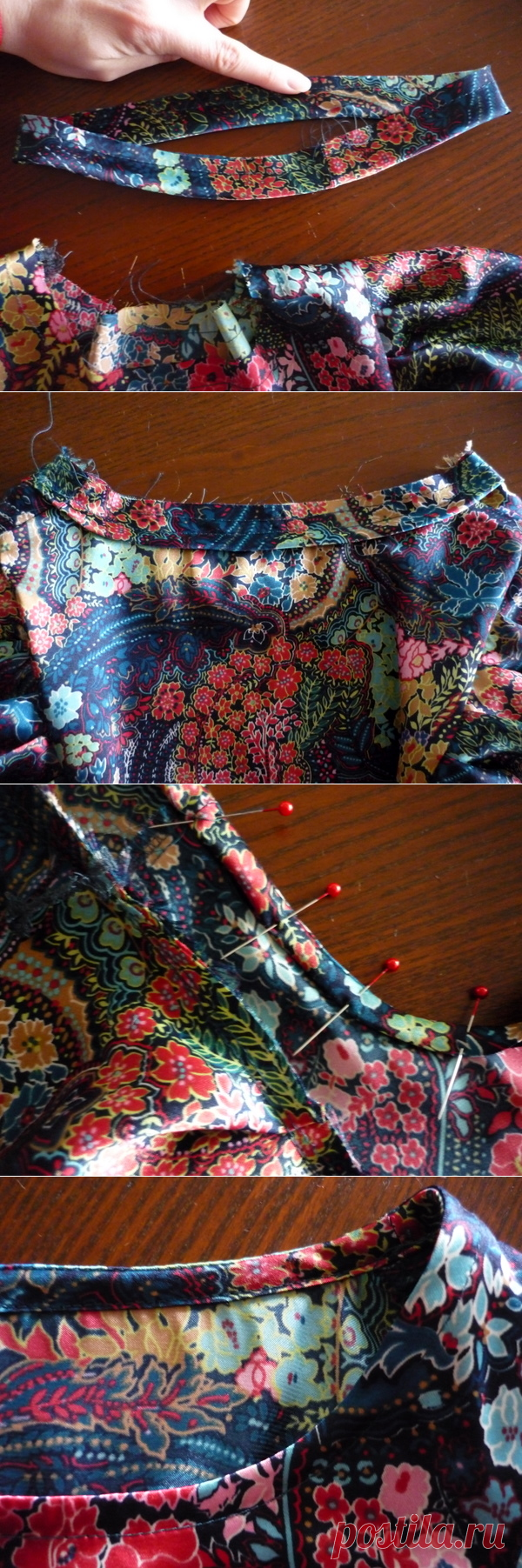 Обработка горловины косой бейкой