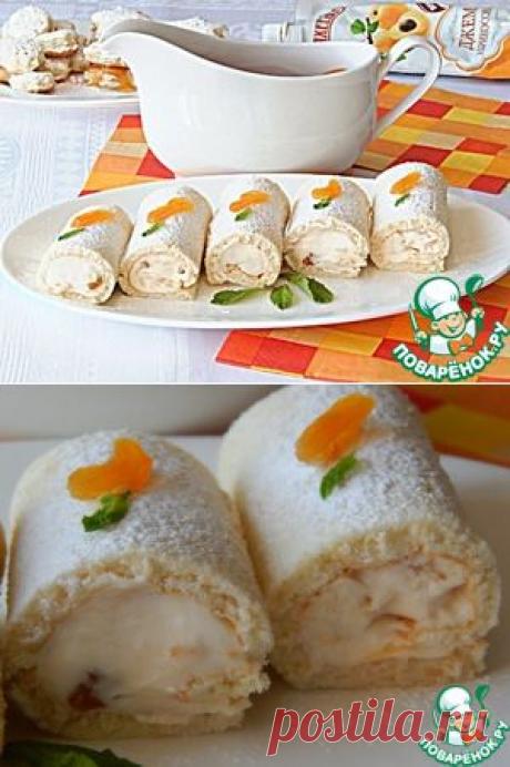 Рулетики со взбитыми сливками и абрикосовым джемом - кулинарный рецепт