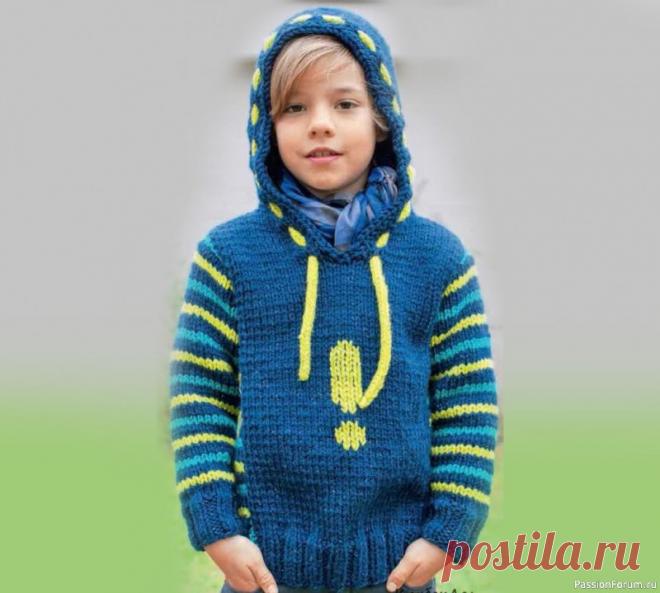 Пуловер с капюшоном для мальчика | Вязание спицами для детей