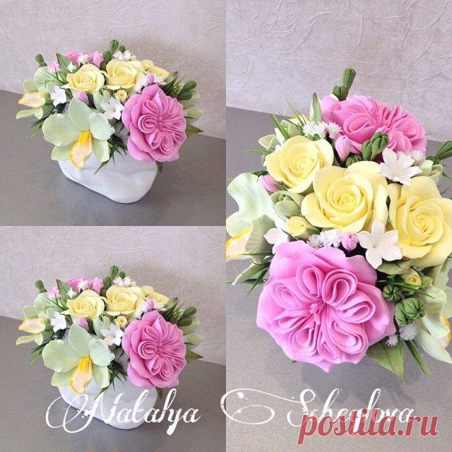 Все композиции и цветы это ручная работа! Цветы вылеплены из полимерной глины!  Приглашаю в группу vk. com/flowers _by_natalie