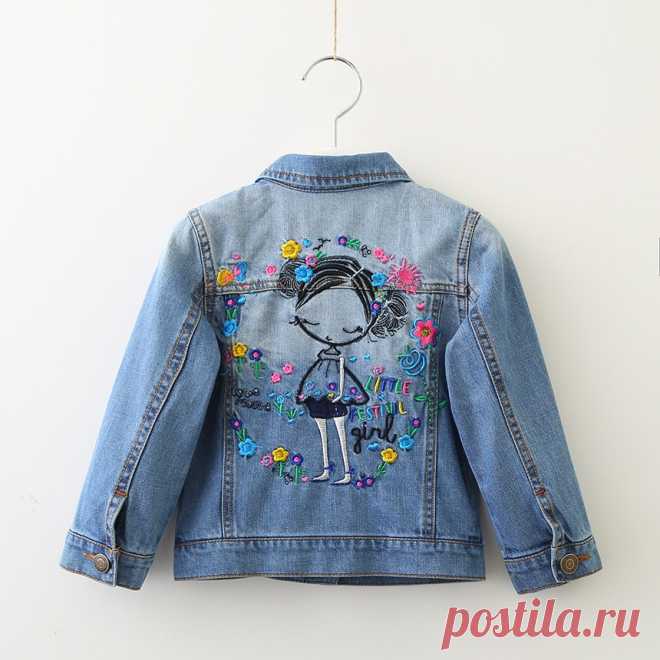 Sunshine & lluvioso niñas Denim Floral bordado chaquetas abrigos de dibujos animados primavera moda prendas de abrigo para Niñas Ropa de manga larga para niños-in Chaquetas y abrigos from Madre y niños on AliExpress