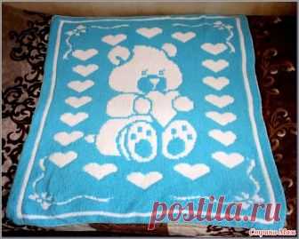 . Детский плед двухсторонним жаккардом Давно засматривалась на пледы, связанные в этой технике и вот наконец-то я решилась его связать... У моего крестника в сентябре должен родиться пятый ребенок-сын.