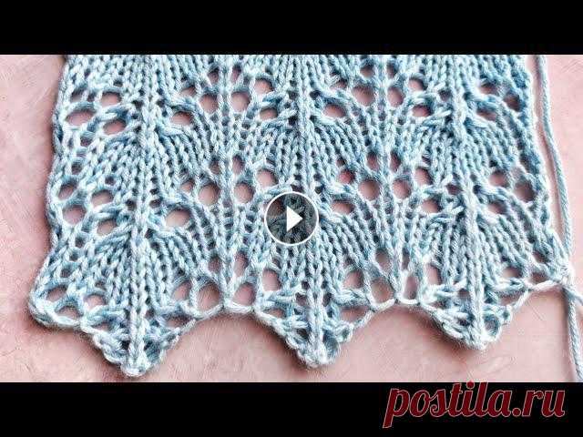 Очень простой и лёгкий ажурный узор спицами ???? Для вязания палантина, джемпера, маечки Эффектный узор в виде декоративных вертикальных ажурных линий. Узор для вязания носков, джемперов, кардиганов, палантинов, пледов, летних топов, маек,...