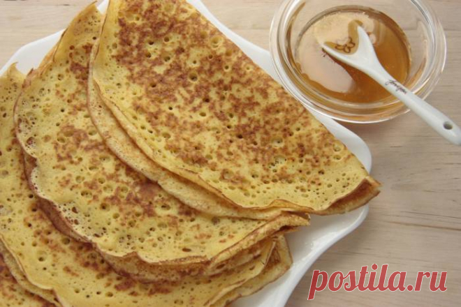 Блины на молоке тонкие с дырочками - рецепт с фото / Простые рецепты
