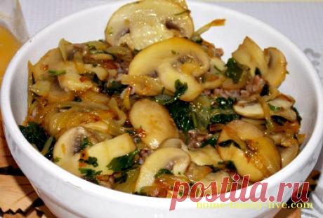 Постная гречка с грибами/Сайт с пошаговыми рецептами с фото для тех кто любит готовить