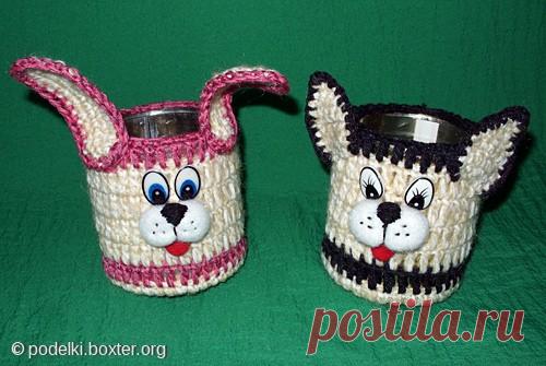 вязаные карандашницы