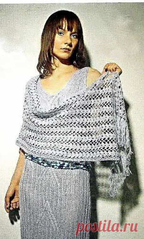 Серый палантин связанный крючком . - Схемы вязания палантинов - Схемы для вязания - Уроки вязания крючком - Вязание крючком, мотивы, схемы для вязания крючком