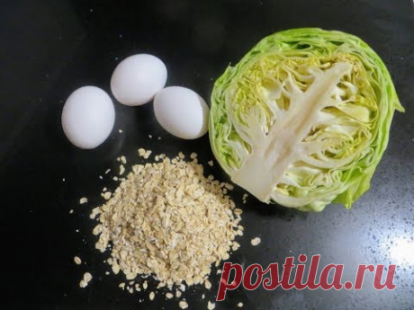 Пирог заливной (капуста, овсянка