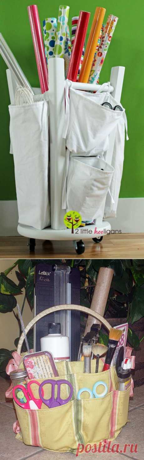 Рукодельные органайзеры: из ведра и перевернутого табурета:) Мастер-классы.