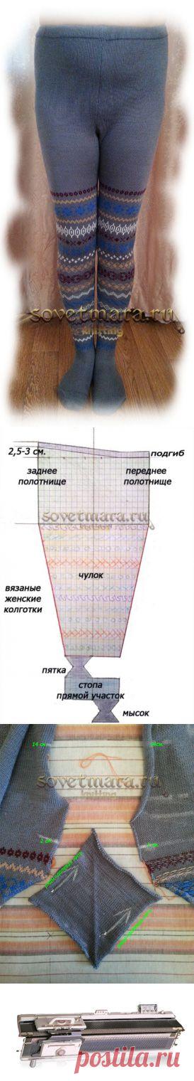 Женские вязаные колготки с ластовицей