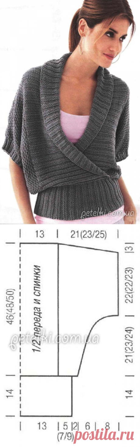 ПУЛОВЕР С ВОРОТНИКОМ ШАЛЬКА. ОПИСАНИЕ ВЯЗАНИЯ, ВЫКРОЙКА