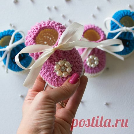 Пинетки крючком для новорожденных схема вязания описание пинеток «Baby_mocs»