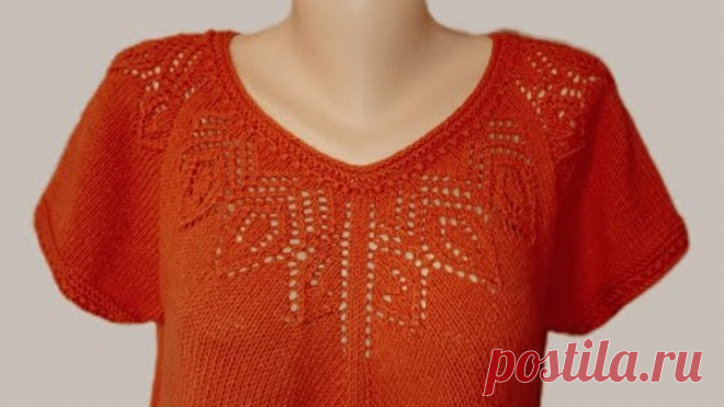 Летняя кофточка регланом сверху с V-образной горловиной, 1 часть МК