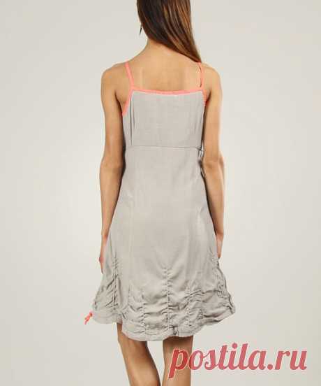 L33 by Virginie&amp;Moi Gray &amp; Coral Gathered Empire-Waist Dress | zulily
