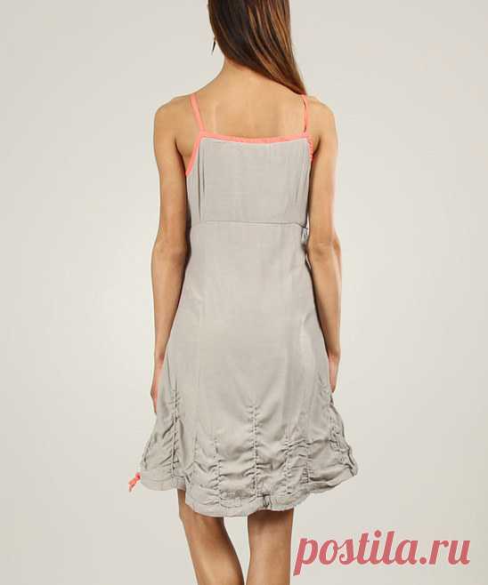 L33 by Virginie&Moi Gray & Coral Gathered Empire-Waist Dress | zulily