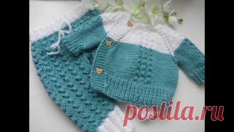 Костюм для малыша спицами. Экспресс МК.