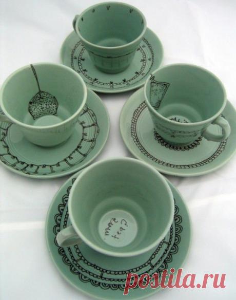 Идея для маркера по керамике / Сервировка стола /