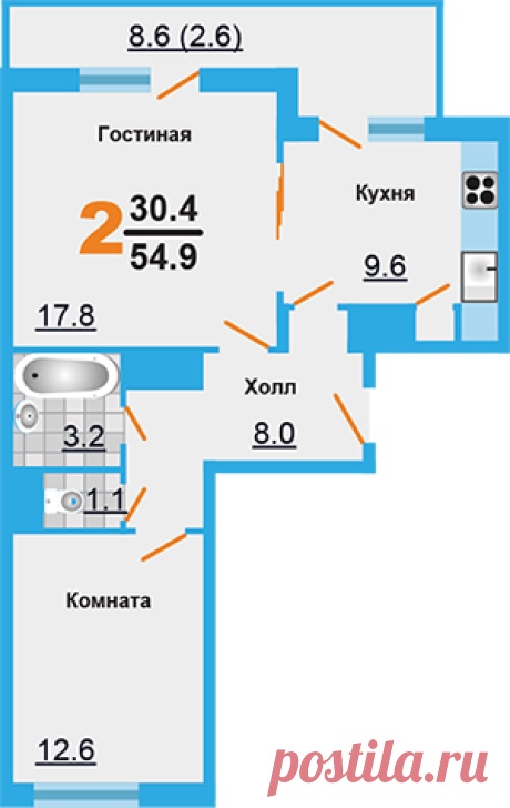 Планировка квартиры - ЖК «ЛОБНЯ СИТИ»
