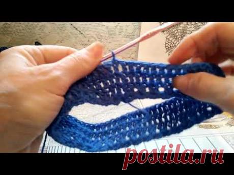 МК Юбка крючком узор ЛИСТЬЯ вяжем пояс