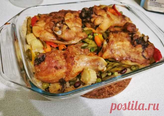 (1) Курица запечённая с рисом и овощами - пошаговый рецепт с фото. Автор рецепта Evgenia Gorina ✈️ . - Cookpad