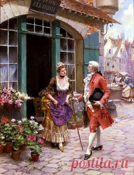 Французский художник Henry Victor Lesur (b.1860, fl.1887-1900) - жанровые сценки галантного века, рококо..