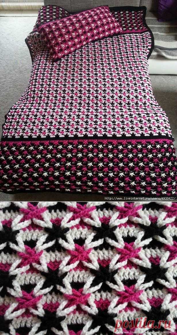 Плед и подушка узором "Польская звезда"..