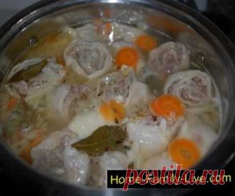 Суп с мясными рулетами.(фарш)