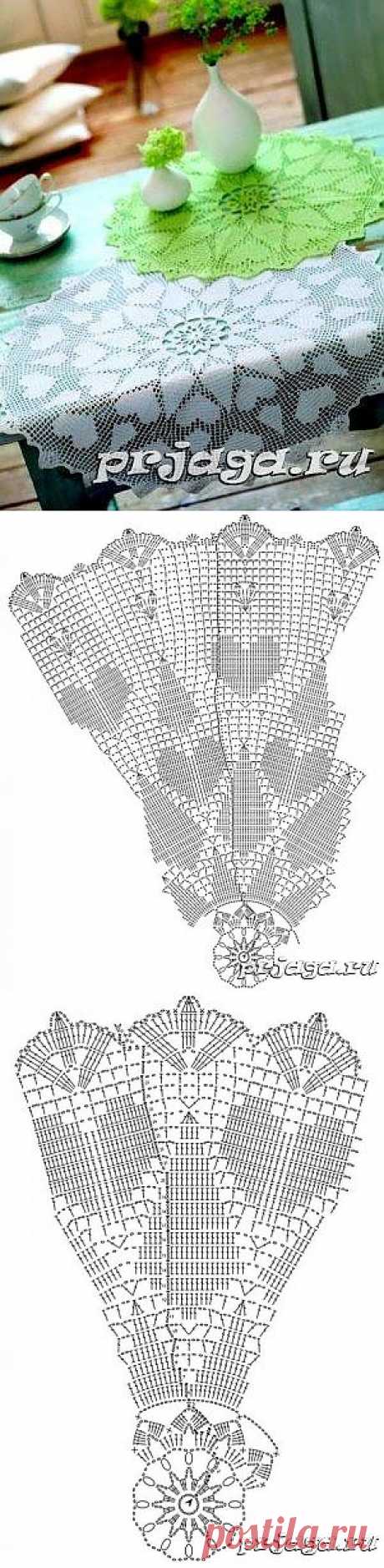 Филейные салфетки с сердечками схемы