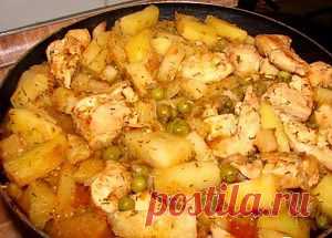 Жаркое из курицы с горошком