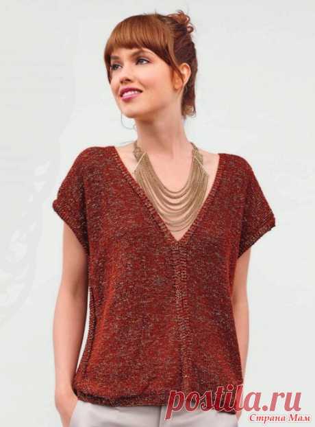 . Тишотка спицами из меланжевой пряжи