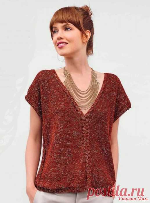 . Тишотка спицами из меланжевой пряжи