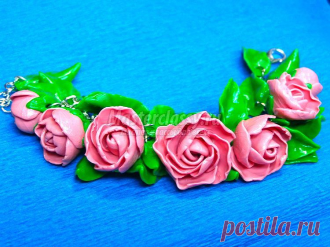 Цветочный браслет из полимерной глины. Пошаговый мастер-класс