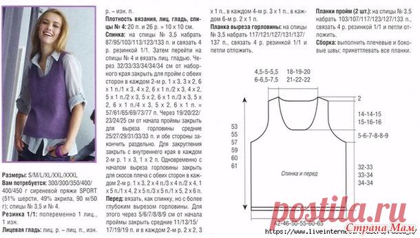 . Мужская и женская безрукавка спицами - Вязание - Страна Мам