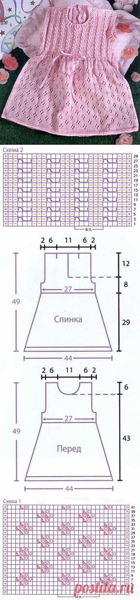 Ажурное вязаное розовое платье | Вязание спицами и крючком &amp;#8211; Азбука вязания