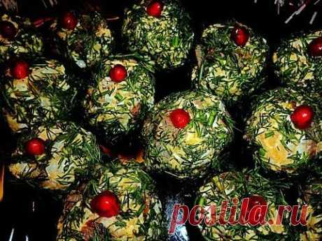 Закуска из сельди Шарики с укропом и гранатом