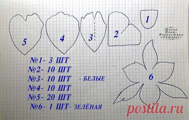 Выкройка цветка пиона из фоамирана — Идеи для рукоделия