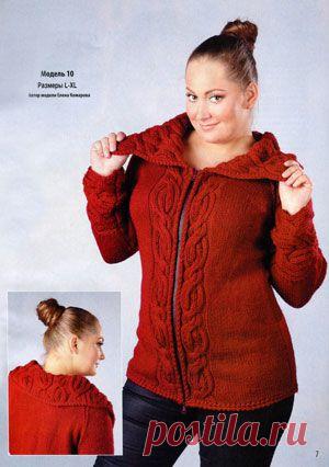 Бордовый жакет на молнии для полных женщин