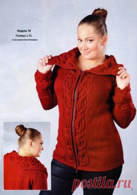 Бордовый жакет на молнии для полных женщин