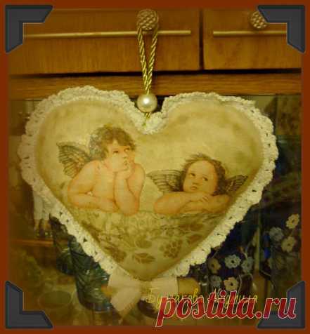 Винтажное сердце.Декупаж и вязание крючком. - Декупаж. Работы пользователей