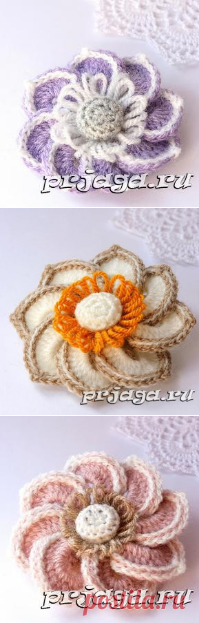 Цветок крючком с бахрамой